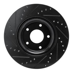 Pontiac GTO Brake Rotor (1) - Front Right - R1 Concepts - Drilled & Slotted - Black - `05-`06